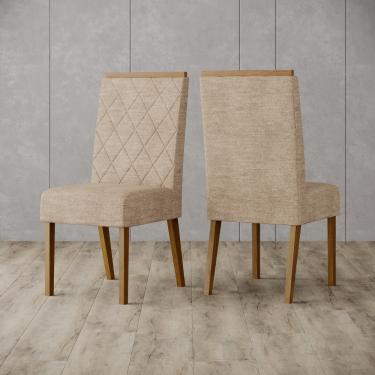 Imagem de Conjunto 2 Cadeiras Estofadas com Pés em Madeira Nina Henn - Nature com Creme