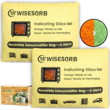 Imagem de Wisesorb Desumidificador recarregável seguro para armas, pacotes dessecantes indicadores com janela transparente para armazenamento, pacotes reutilizáveis de gel de sílica, absorvedores de umidade