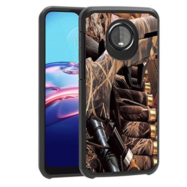Imagem de BWOOLL Capa para Motorola Moto Z4 / Moto Z4 Play, PC rígido híbrido e capa de proteção à prova de choque de camada dupla de silicone macio, caça de pato, camuflagem, espingarda, balas, chamariz