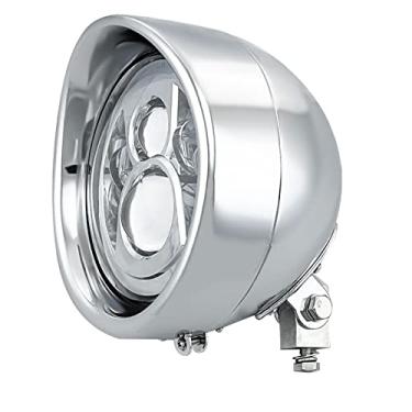 Imagem de FATECIM Farol de LED redondo para motocicleta de 17,78 cm com viseira de 17,8 cm, farol alto e baixo, montagem inferior universal para Harley Kawasaki, Honda, Yamaha, Suzuki, Chopper, Cafe Racer,