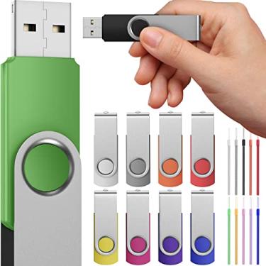 Imagem de FEBNISCTE Pen Drive USB 3.0 de 32 GB, pacote com 10, unidades giratórias com zíper e pular, pen drive flash drive de alta velocidade