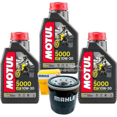 Imagem de Kit 3 Litros de Óleo Motor Motul 5000+ 10w30 + Filtro Óleo para Honda 