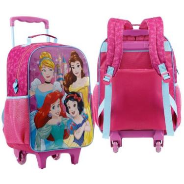 Imagem de Mochila Princesas Disney Bolsa Rodinha Infantil 16L Rosa - Xeryus