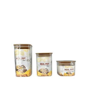 Imagem de Conjunto de Potes Herméticos em Acrilico Cristal para Alimentos e Mant