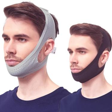 Imagem de Chin Strap for Cpap Users, 2 Pack Black & Grey Comfortable Mesh Anti Snoring Chin Straps for Men Women, Upgraded Adjustable Cpap Chin Strap to Keep Mouth Closed While Sleeping(2 Pack), Medium