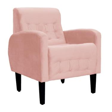 Imagem de Poltrona Decorativa Luiza Requinte Veludo Cores - DS Estofados, Rosa
