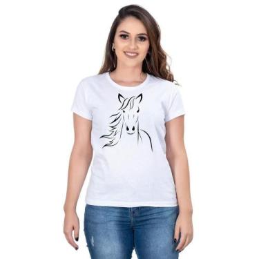 Imagem de Camiseta Country Feminina Estampa Cavalo Gola Careca Macia - Campero, 