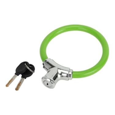 Imagem de Hihaha Cadeado de bicicleta/cabo de anel portátil antifurto para bicicleta de montanha, bicicleta de estrada/mini anel empilhável, aço de liga de zinco 42 cm/1 peça verde