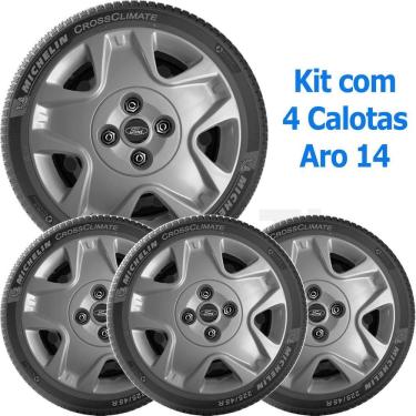 Imagem de 4X Calota Ford Fiesta Aro 14 Grafite Com Emblema 025Cb