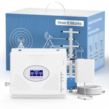 Imagem de Amplificador de celular para casa, 2G, 3G, 4G, LTE 5G, Tri Band 2/4/5/25/66, Booster de sinal de celular para Verizon T-Mobile, amplificador de sinal de até 5000 m² | Aprovado pela FCC