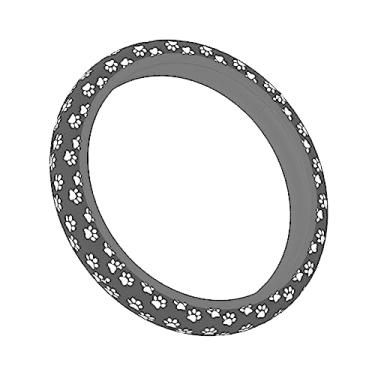 Imagem de UESEU Capa de volante para mulheres e homens, estampa de pata de cachorro branco, protetor de volante de neoprene preto, ajuste universal para a maioria dos carros sedans SUVs – 38 cm