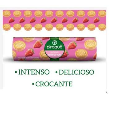 Imagem de Kit C/60 Biscoito bolacha Piraquê recheado morango 160gr - Piraque