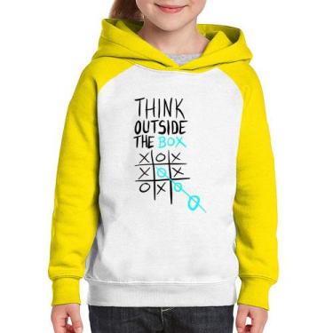 Imagem de Moletom Infantil Think Outside The Box - Foca na Moda, Branco, Amarelo