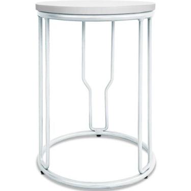 Imagem de Banco Banquinho Baixo Redondo Uganda Cozinha Área De Lazer Branco - Ge