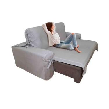 Imagem de Capa de sofá Retrátil 3 lugares Gorgurão até 2,65m - Mistero, Cinza