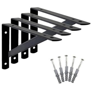 Imagem de 4 Mão Francesa Cantoneira Suporte de Prateleira 45cm Preta - ZEMA