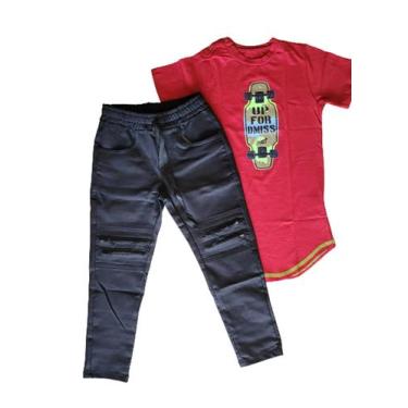 Imagem de Conjunto infantil com calça menino - Dmiss Baby, Vermelho, 6