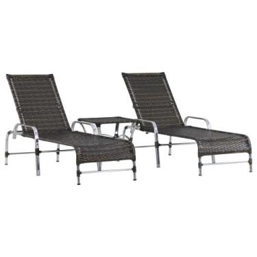 Imagem de Kit 2 Cadeiras Espreguiçadeiras Catar e Mesa Garden Confortável Para P