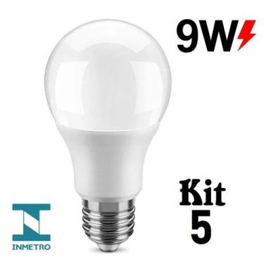 Imagem de Lampada Led 9w Bulbo Kit 5 unidades E27 Bivolt 6500K Branco Frio - T L