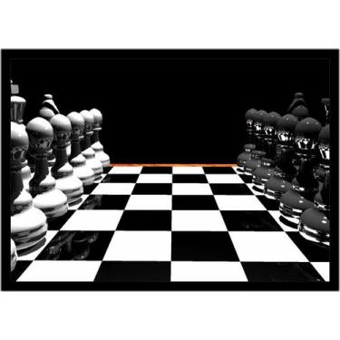 Imagem de Quadro Decorativo Xadrez Tabuleiro Jogos Com Moldura RC013 - Vital Pri