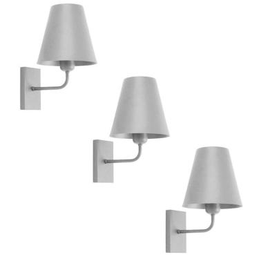 Imagem de Kit 3 Arandelas Parede Luminária Cúpula Metal Lavabo Prata
