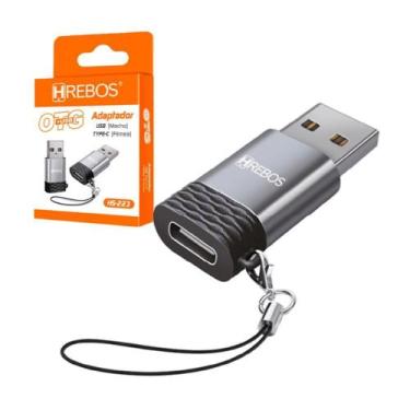 Imagem de Adaptador Plug Conversor Usb Macho Para Tipo C Fêmea Otg - HREBOS - HR
