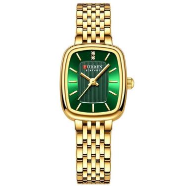 Imagem de Relógio De Pulso Quartzo Feminino Design Elegante Strass Pulseira Em Aço Inoxidavel Verde