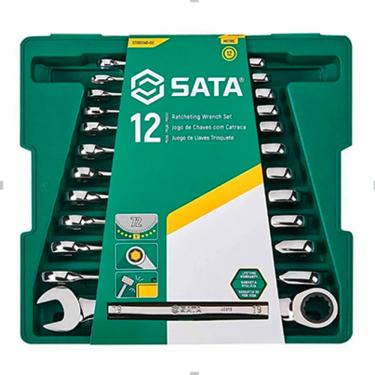 Imagem de Jogo de Chaves Combinada Catraca 12 Peças Sata