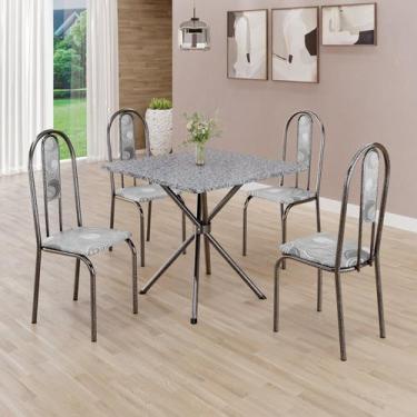 Imagem de Conjunto Sala de Jantar Mesa Quadrada 75x75cm Tampo Granito Ocre 4 Cad