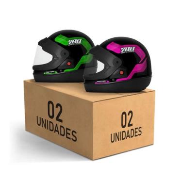 Imagem de Kit 2 Capacetes Sport Moto 788 Fechados Pro Tork Masculino Feminino Se