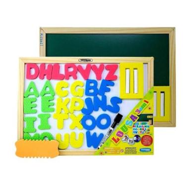 Imagem de Lousa Infantil Com Letras Magnéticas Brinquedo Educativo 3x1 - CORTIAR