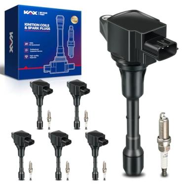 Imagem de KAX Conjunto De Desempenho Oem De 6 Bobinas De Ignição Uf550 E Vela De Ignição De Irídio Duplo Compatível Com Nissan Pathfinder Murano Maxima 350Z Quest Altima Infiniti Qx60 Jx35 G35 Ex35 G25 Fx35 Q5
