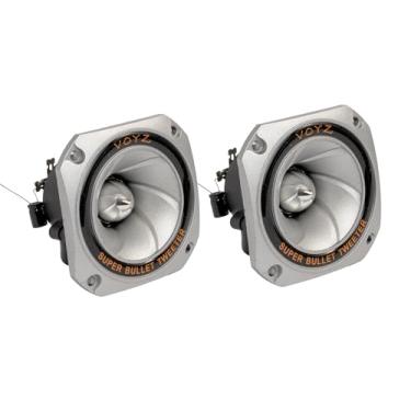 Imagem de VOYZ Tweeters Piezo Super Horn de 8,9 cm - 400W | Diafragma de alumínio | 4-8Ω | Caixa prata com capacitor | 1 par (2 peças) - PET-1944