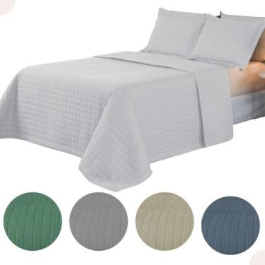 Imagem de Cobre Leito Colchão Casal Padrão Matelado Percal 300 Fios - Valle Enxo