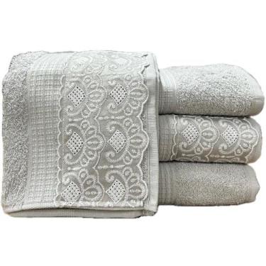 Imagem de Jogo de Toalhas Banho Buettner Dakota Renda Bordado 4pçs, PRATA