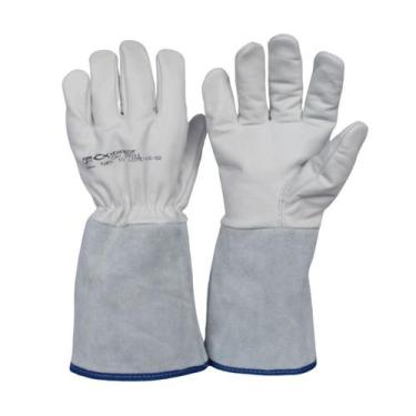 Imagem de Kit 5 Pares Luva de Couro Vaqueta Punho 15cm Tam 10 EPI - Ebenezer