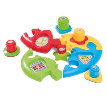 Imagem de Brinquedo Educativo Didático Quebra Cabeça Duo Baby Puzzle Colorido Ta