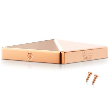 Imagem de Tampa de pirâmide cobre sólido de 14 x 14 cm para postes de madeira verdadeiros/real de 14 x 14 cm (funciona apenas com postes reais de 14 x 14 cm. NÃO funcionará com postes reais de 15 x 15 cm)