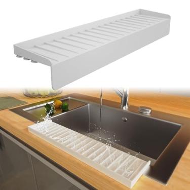 Imagem de Protetor de borda de silicone – protetor contra respingos para pia de cozinha, aço inoxidável, granito, bancada de quartzo e banheira