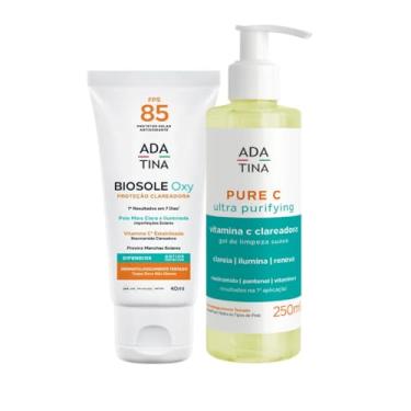 Imagem de Kit Ada Tina Protetor Solar Facial Clareador Biosole Oxy Fps 85 40ml + Gel de Limpeza Facial Clareador Pure C 250ml + Ganhe Necessaire