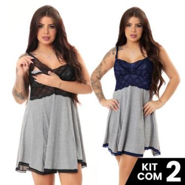 Imagem de Kit 2 Camisolas de Amamentação Viscolycra - Surreal Lingerie, Preto, M