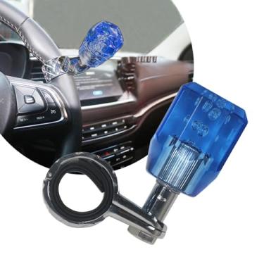 Imagem de EOHMAK Botão giratório de volante de carro bola de reforço de volante de cristal acrílico para carro manípulo giratório giratório Spinners para carros, tratores, caminhões, acessórios de carro (azul)