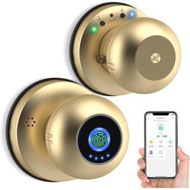 Imagem de Fechadura de porta inteligente com impressão digital com chave eLinkSmart fechadura de entrada sem chave para quarto, apartamento com modo de privacidade, alerta de voz transparente Bluetooth eSmart
