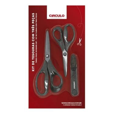 Imagem de Kit Com 3 Tesouras Glitter Para Costura 449911 - Círculo Cor 10 Preto Glitter Conforto, Precisão E Durabilidade, Atendendo Tanto A Profissionais Quanto A Amadores