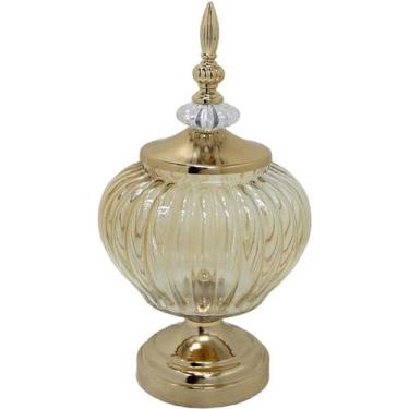 Imagem de Bomboniere Pote Decorativo Em Bronze Vidro Biscoitos E Doces - Genéric