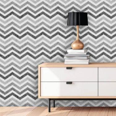 Imagem de Papel de Parede Autocolante Chevron em Tons de Cinza 270 - Inove Papéi