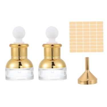 Imagem de PATIKIL Frasco conta-gotas transparente de 20 ml para óleos essenciais, pacote com 2 frascos de perfumes redondos curtos à prova de vazamento com etiquetas de funil para frascos de perfumes para