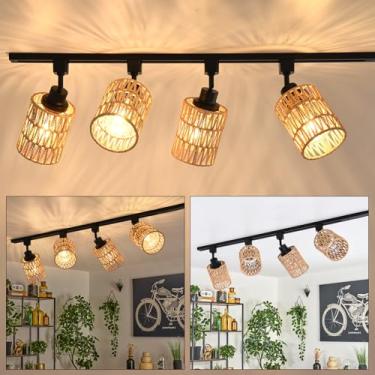 Imagem de AIBISOD Pacote Com 4 Cabeças De Luz De Trilho H, Luminárias De Trilho De Vime Modernas Para Trilhos De Circuito Único Tipo H, Luminárias De Trilho Ajustáveis, Luminária De Teto De Trilho E26 Modern