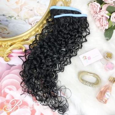 Imagem de Mega hair adesivo cabelo bio vegetal preto cacheado iv 55/60/65 cm - 4