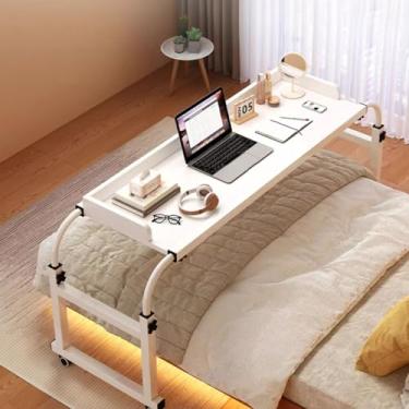 Imagem de Mesa móvel sobrecama, mesa de computador com rodas de altura ajustável, bandeja de alimentos, mesa médica, com altura ajustável, funciona em pé multifuncional